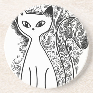 Funny floral pattern cats coaster