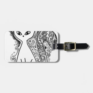 Funny floral pattern cats luggage tag