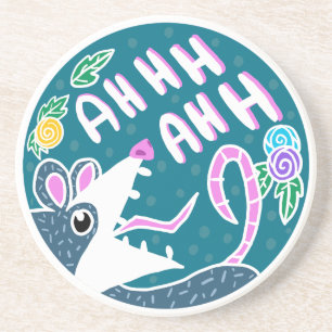 Funny Floral Screaming Possum Coaster