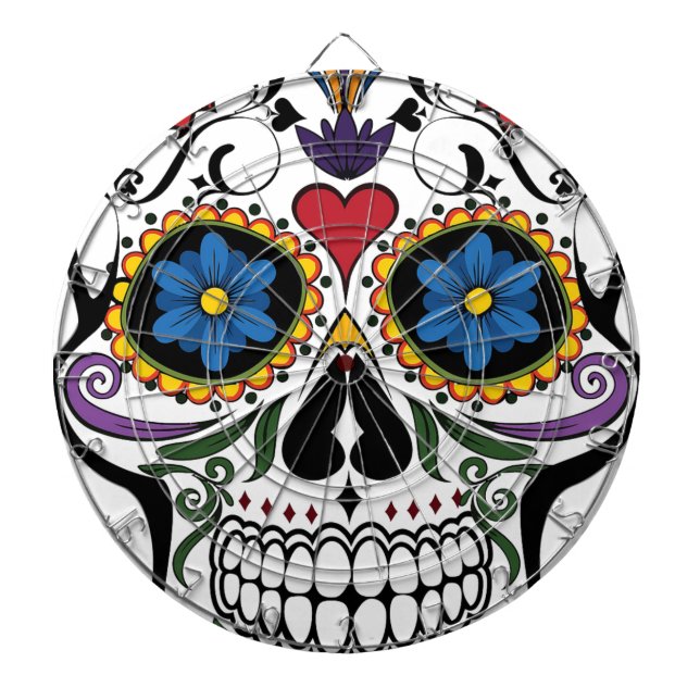 Funny Floral Skull Dartboard (Front)