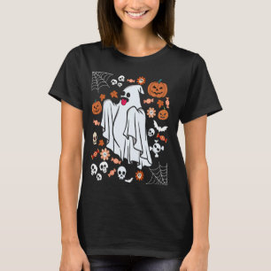 Funny Floral Skull Ghost Cute Halloween Pumpkin Se T-Shirt
