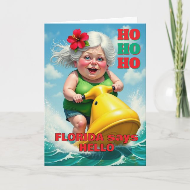 Funny Florida Christmas Folded Greeting Card (Front)
