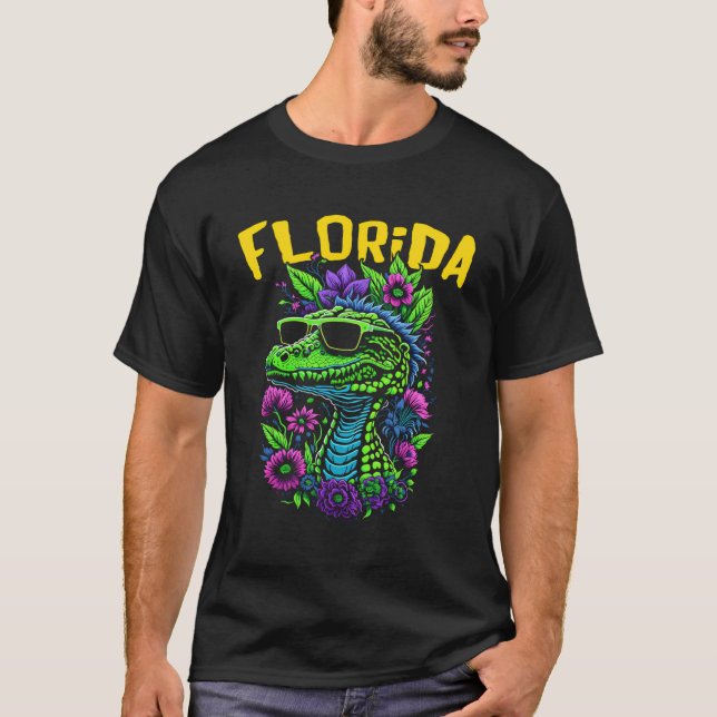 Funny Florida Critter With Sunglasses Cartoon Desi T-Shirt (Front)