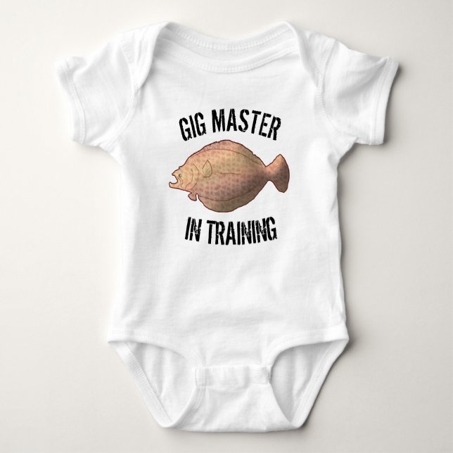Funny Flounder Fishing Baby Bodysuit (Front)