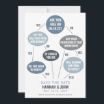 Funny Flow Chart Blue Wedding Save the Date<br><div class="desc">This save the date will make your guests laugh while also telling them your wedding date! Click the "Edit using Design Tool" button to edit the text colours,  background colour,  and more.</div>