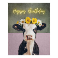 Funny Flower Cow Birthday