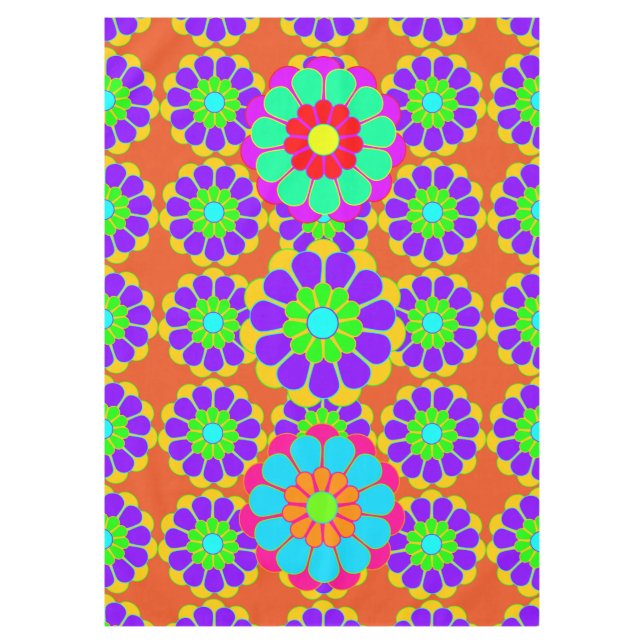 Funny Flower Power Bloom I II III Tablecloth (Front)