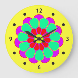 Funny Flower Power Bloom I Large Clock