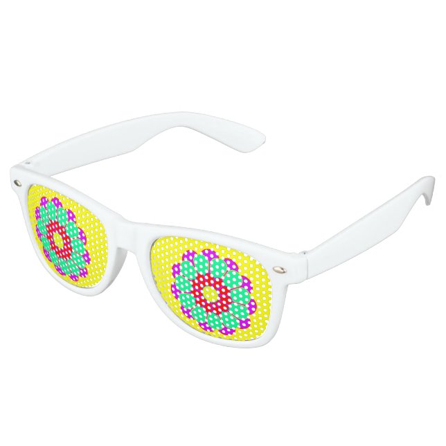 Funny Flower Power Bloom I Retro Sunglasses (Angled)