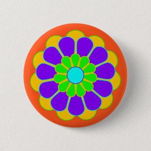 Funny Flower Power Bloom II + your backgr. & idea 6 Cm Round Badge