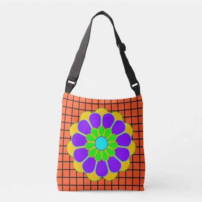 Funny Flower Power Bloom II + your backgr. & idea Crossbody Bag (Front)