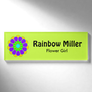 Funny Flower Power Bloom II + your backgr. & idea Name Tag