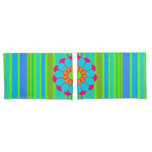 Funny Flower Power Bloom III + your backgr. & idea Pillowcase