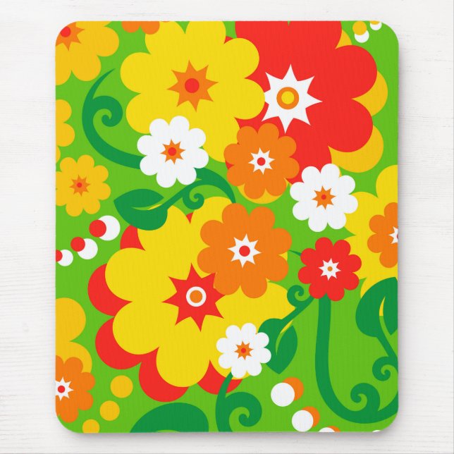 Funny Flower Power Wallpaper Mouse Pad (Front)