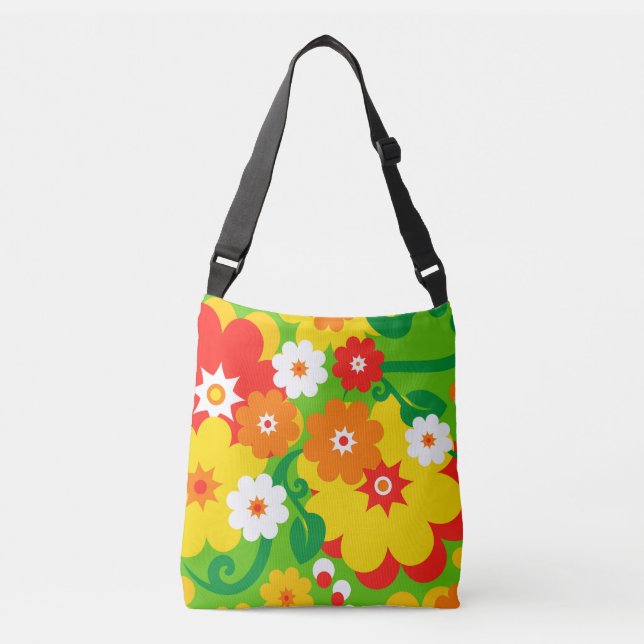 Funny Flower Power Wallpaper + your ideas Crossbody Bag (Front)