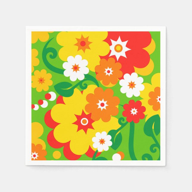 Funny Flower Power Wallpaper + your ideas Napkin (Front)