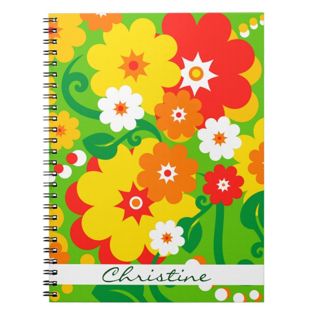 Funny Flower Power Wallpaper + your ideas Spiral Notebook (Front)