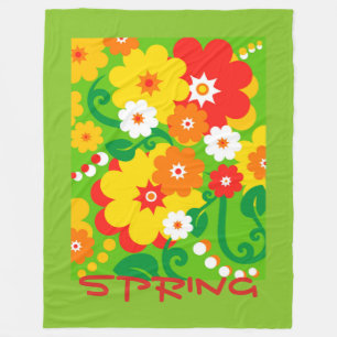 Funny Flower Power Wallpaper + your text Fleece Blanket