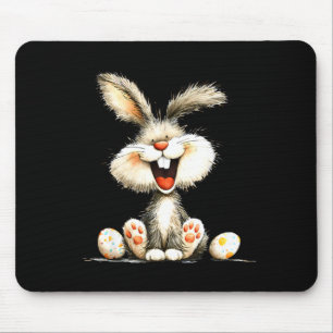 Funny fluffy bunny with wild fur cute rabbit art mouse pad