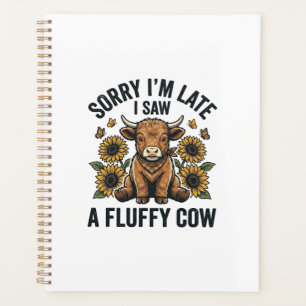 Funny Fluffy Cow Sunflower Vintage Engraving T-Shi Planner