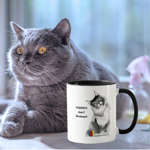Funny Fluffy Maine Coon Cat Green Humour Mug