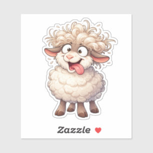 Funny Fluffy Sheep Custom-Cut Vinyl Sticker