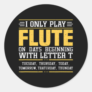 Funny Flute Player Flautist Classic Round Sticker