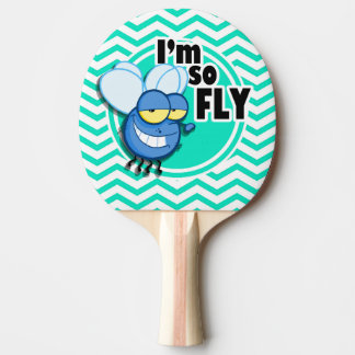 Funny Fly; Aqua Green Chevron Ping Pong Paddle
