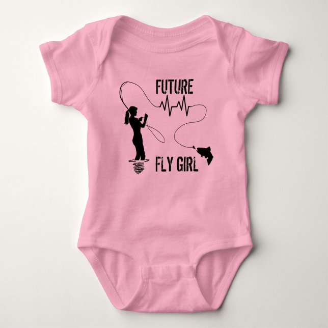 Funny Fly Fishing Baby Bodysuit (Front)