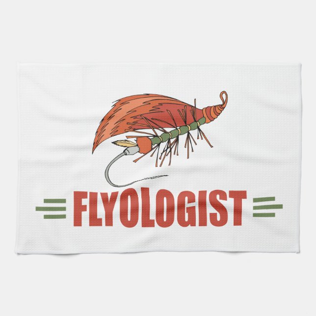 Funny Fly Tier, Fishing Tea Towel (Horizontal)