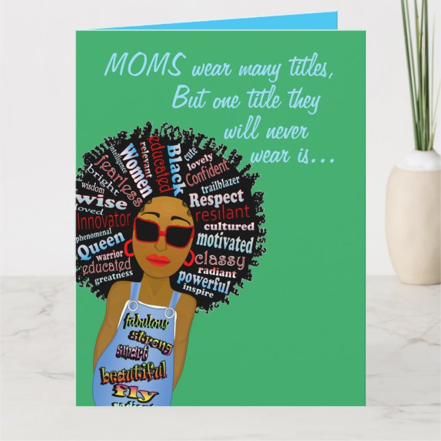 Funny Fly Word Art African American Mother's Day Card (Front)