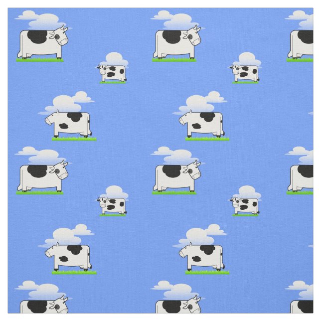 Funny  Flying Cows and Clouds Pattern Fabric (Swatch)