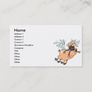 funny flying pig flyer cartoon business card