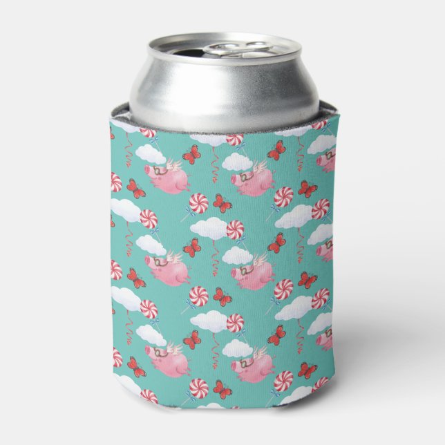 Funny Flying Pig Pattern Can Cooler (Can Front)