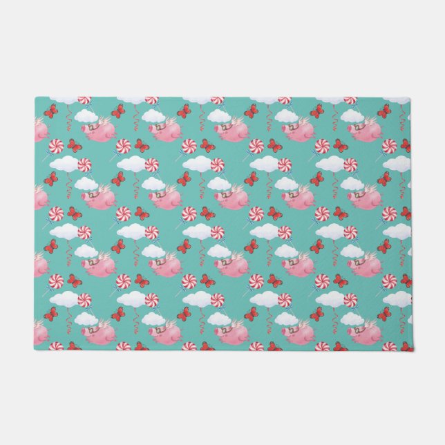 Funny Flying Pig Pattern Doormat (Front)