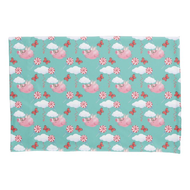 Funny Flying Pig Pattern Pillowcase (Front)