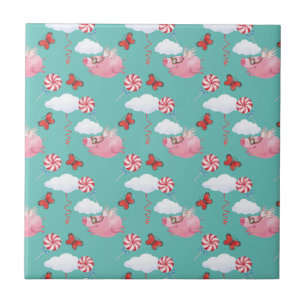 Funny Flying Pig Pattern Tile