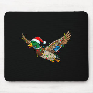 Funny flying santa duck christmas lights animal mouse pad