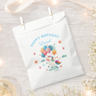 Funny Flying Unicorn Rainbow Colours 1st Birthday Favour Bags