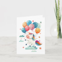 Funny Flying Unicorn Rainbow Colours 1st Birthday