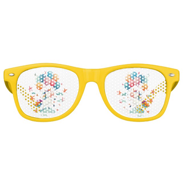 Funny Flying Unicorn Rainbow Colours 1st Birthday Retro Sunglasses (Front)