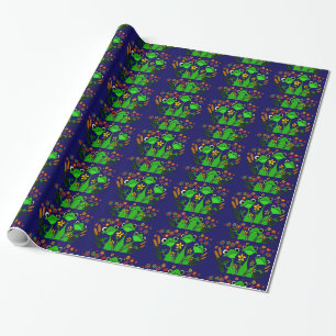 Funny Folk Art Frogs Wrapping paper