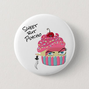 Funny Food Humour: Killer Cupcake Sweet by Psycho 6 Cm Round Badge
