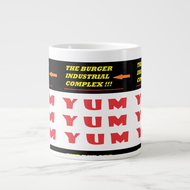 funny food joke words and pattern large coffee mug (Front)