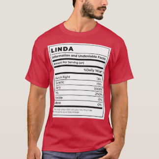 Funny Food Label Female Ingredients LINDA T-Shirt