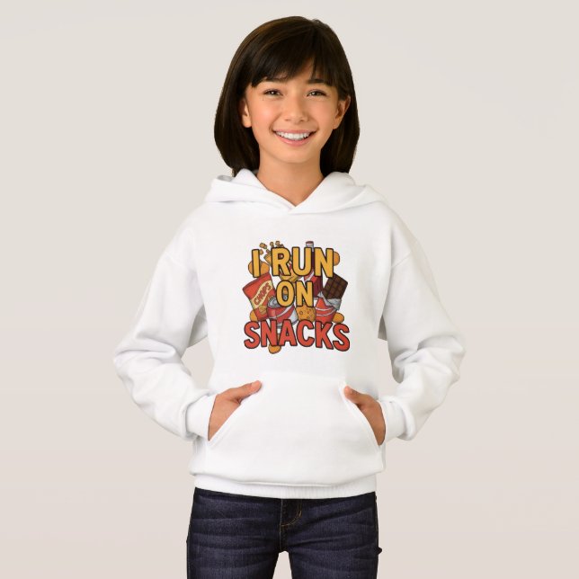 Funny Food Lover Quote: I Run on Snacks (Front Full)