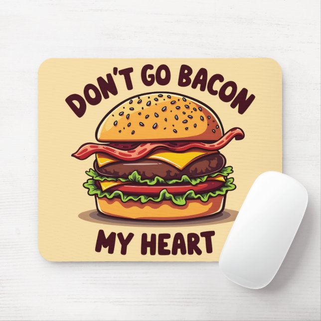 Funny Food Pun Bacon Lover Cheeseburger Design Mouse Pad (With Mouse)