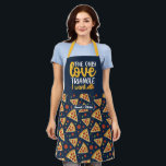 Funny Food Pun Love Triangle Retro Pizza Pattern Apron<br><div class="desc">Funny and cool apron to make cooking more fun. Personalised gift for family and friends who love cooking,  baking and trying new recipe in the kitchen. Customise the wording to fit your occasion. You can use the Design Tool to further change the font type,  font colour and font size.</div>