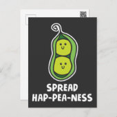 Funny Food Pun Pea Cute Vegetable Joke Happiness Postcard (Front/Back)