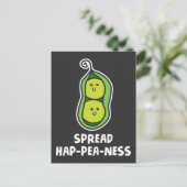 Funny Food Pun Pea Cute Vegetable Joke Happiness Postcard (Standing Front)